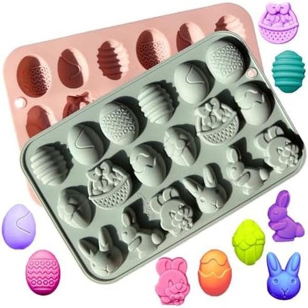 Bunny-Shaped Silicone Easter Egg Molds for Kids Baking